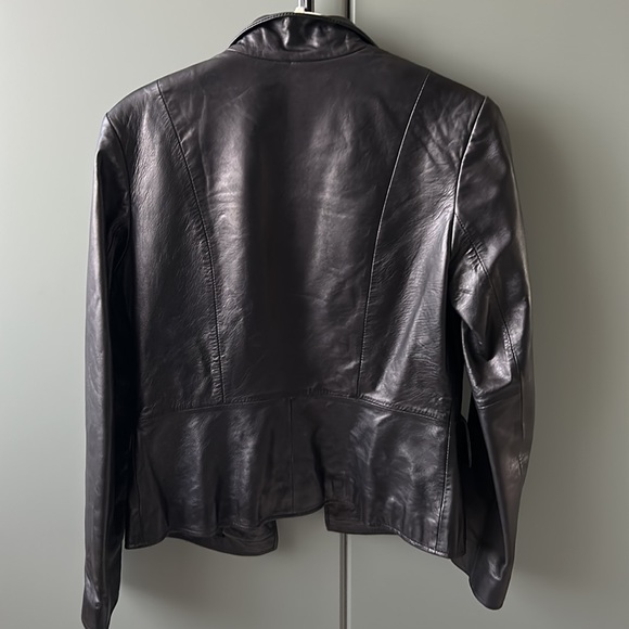 NWOT Kenneth Cole black leather blazer jacket button up coat XS - Picture 3 of 17